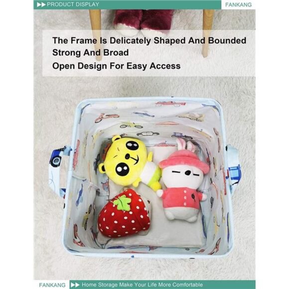 Square Nursery Hamper Storage Bins Canvas LaundryBasket Foldable with Waterproof - Picture 6 of 8